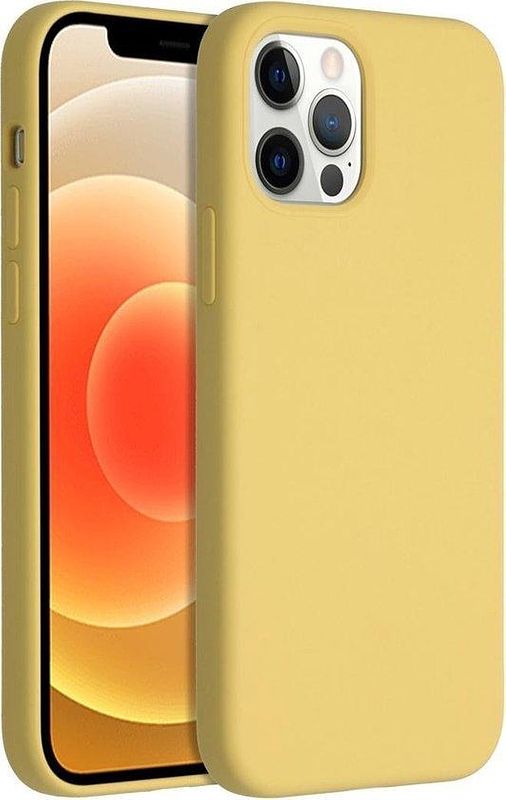 Foto van Accezz liquid silicone backcover iphone 12 (pro) telefoonhoesje geel