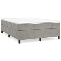 Foto van The living store boxspringbed - zacht fluweel - 140 x 190 cm - pocketvering matras - middelharde ondersteuning -