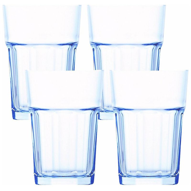 Foto van Longdrink - longdrinkglas - limonadeglazen - 12 x 8 cm - 365ml - blauw - 4 stuk