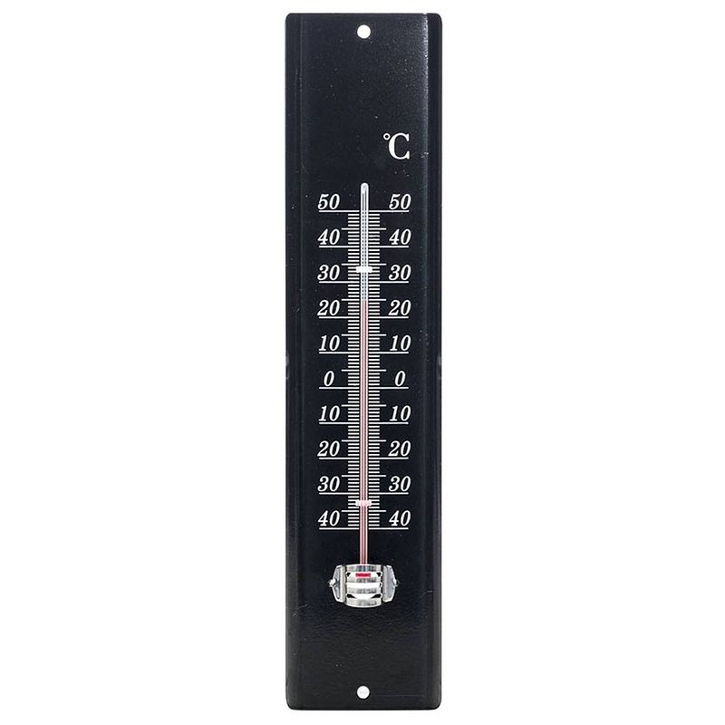 Foto van Lifetime garden zon/schaduw thermometer zwart voor buiten 20 cm van metaal - buitenthermometers