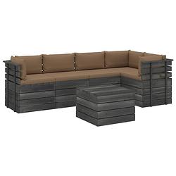 Foto van Vidaxl 6-delige loungeset met kussens pallet massief grenenhout