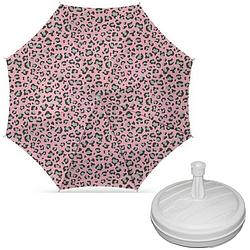 Foto van Parasol - luipaard print roze - d160 cm - incl. draagtas - parasolvoet - 42 cm - parasols