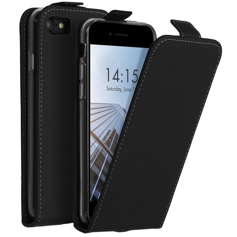 Foto van Accezz flipcase voor apple iphone se (2022 / 2020) / 8 / 7 telefoonhoesje zwart