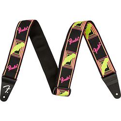 Foto van Fender neon monogrammed strap gitaarband geel/roze