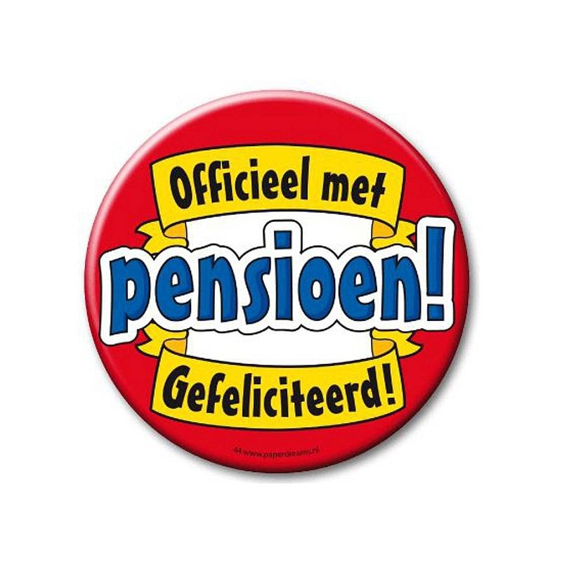 Foto van Xxl button met pensioen feestartikelen - fopartikelen