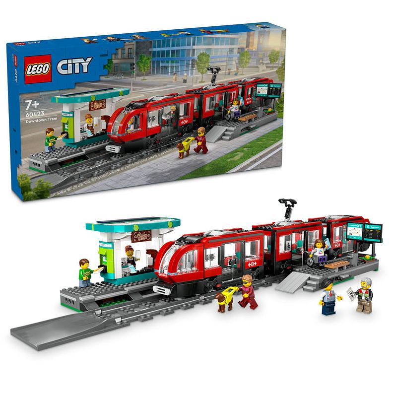 Foto van Lego city stadstram en station 60423