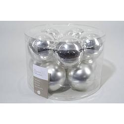 Foto van 4 stuks 10 kerstballen zilver glans-mat 60 mm