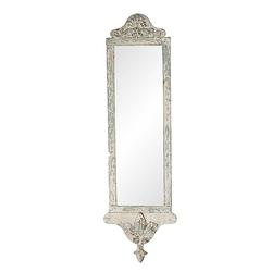Foto van Clayre & eef wandspiegel 23*2*72 cm wit ijzer glas hout rechthoek grote spiegel muur spiegel wand spiegel wit grote