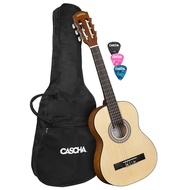 Foto van Cascha hh 2354 student series klassieke gitaar 1/2 + gigbag + plectrums