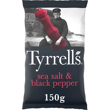 Foto van Tyrrells sea salt & black pepper chips 150g bij jumbo