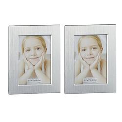 Foto van Set van 2x stuks aluminium fotolijst zilver rechthoekig geschikt voor een foto van 5,5 x 8 cm - fotolijsten