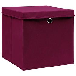 Foto van The living store opbergboxen - nonwoven opbergdozen - 28x28x28 cm - donkerrood