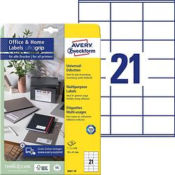 Foto van Avery-zweckform 3481-10 etiketten 70 x 41 mm papier wit 210 stuk(s) permanent universele etiketten 10 vel din a4