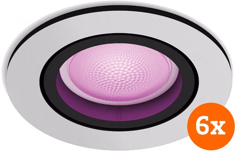 Foto van Philips hue centura inbouwspot white and color rond aluminium 6-pack