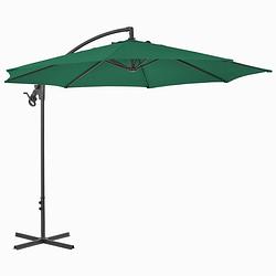 Foto van The living store zweefparasol - groen - 300x260 cm - uv-beschermend - polyester - stalen paal - met kruisvoet