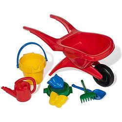 Foto van Rolly toys kunststof kruiwagen met accessoires 8-delig rood