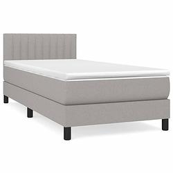 Foto van The living store boxspringbed - 100 - bed - 203 x 100 x 78/88 cm - lichtgrijs