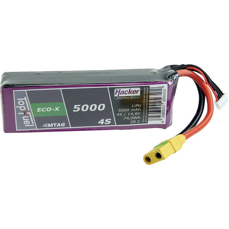 Foto van Hacker lipo accupack 14.8 v 5000 mah aantal cellen: 4 20 c softcase xt90