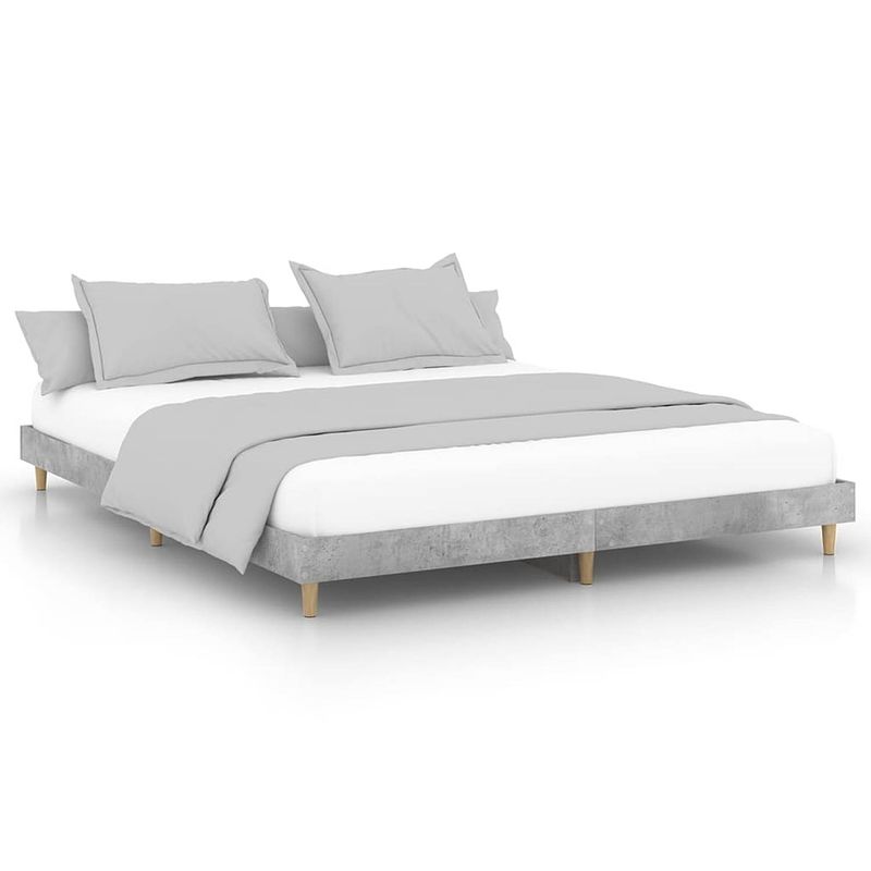 Foto van Vidaxl bedframe bewerkt hout betongrijs 150x200 cm