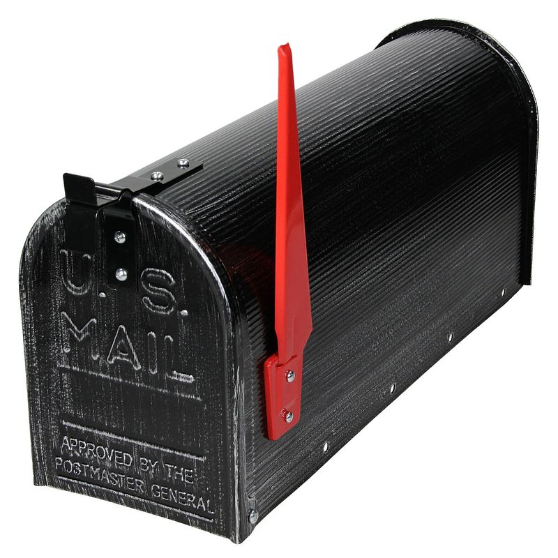 Foto van Ml-design us brievenbus met opsteekbare vlag in rood, retro-zwart, gemaakt van aluminium