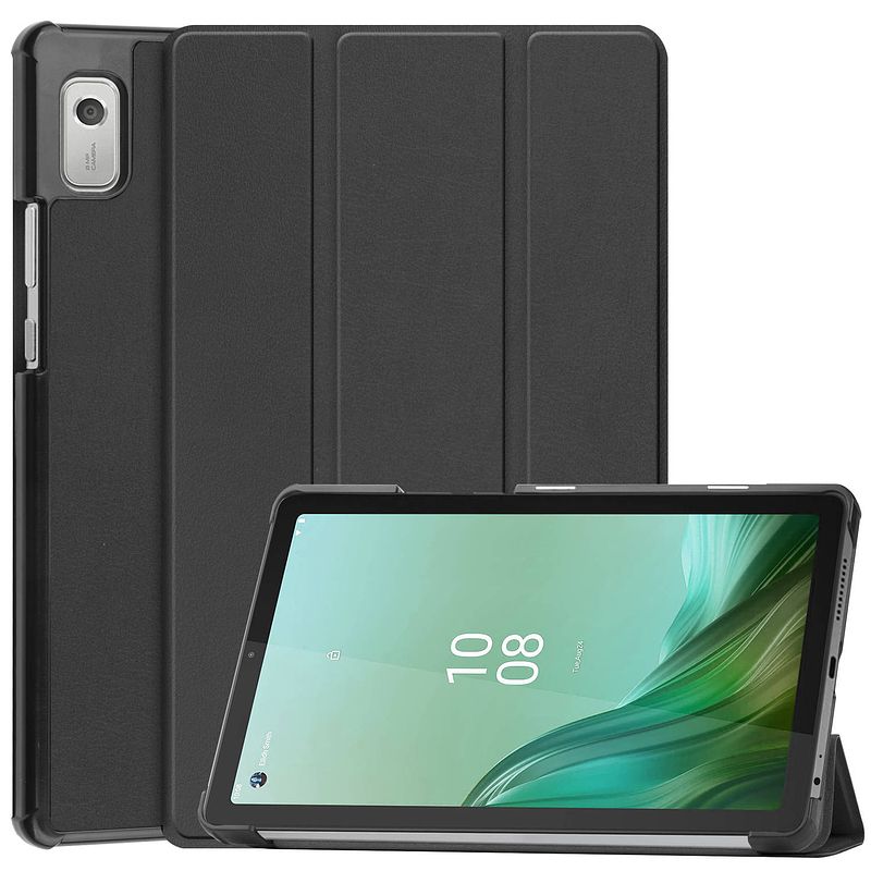 Foto van Basey lenovo tab m9 hoes case hoesje - lenovo tab m9 hoesje hard cover lenovo tab m9 bookcase hoes - zwart