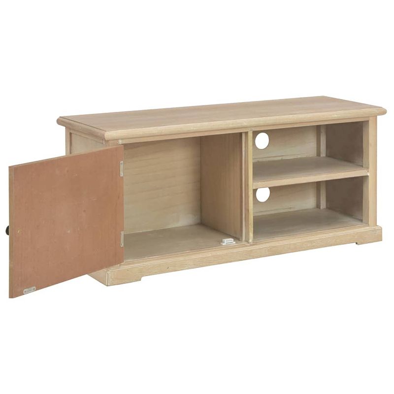 Foto van The living store tv-meubel - mdf en massief paulowniahout - 90 x 30 x 40 cm - met 1 deur en 2 open vakken