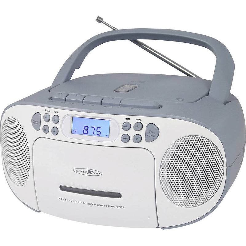 Foto van Reflexion rcr2260bl radio/cd-speler vhf (fm) aux, cd, cassette, fm blauw-wit