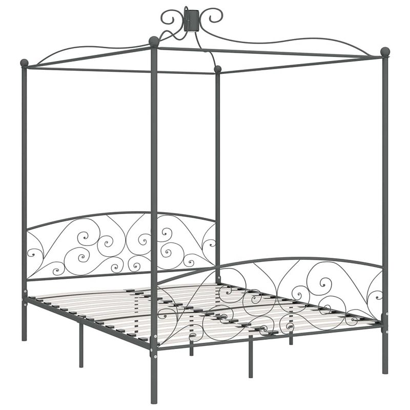 Foto van The living store hemelbedframe - metalen - grijs - 211 x 169 x 227 cm - 160 x 200 cm