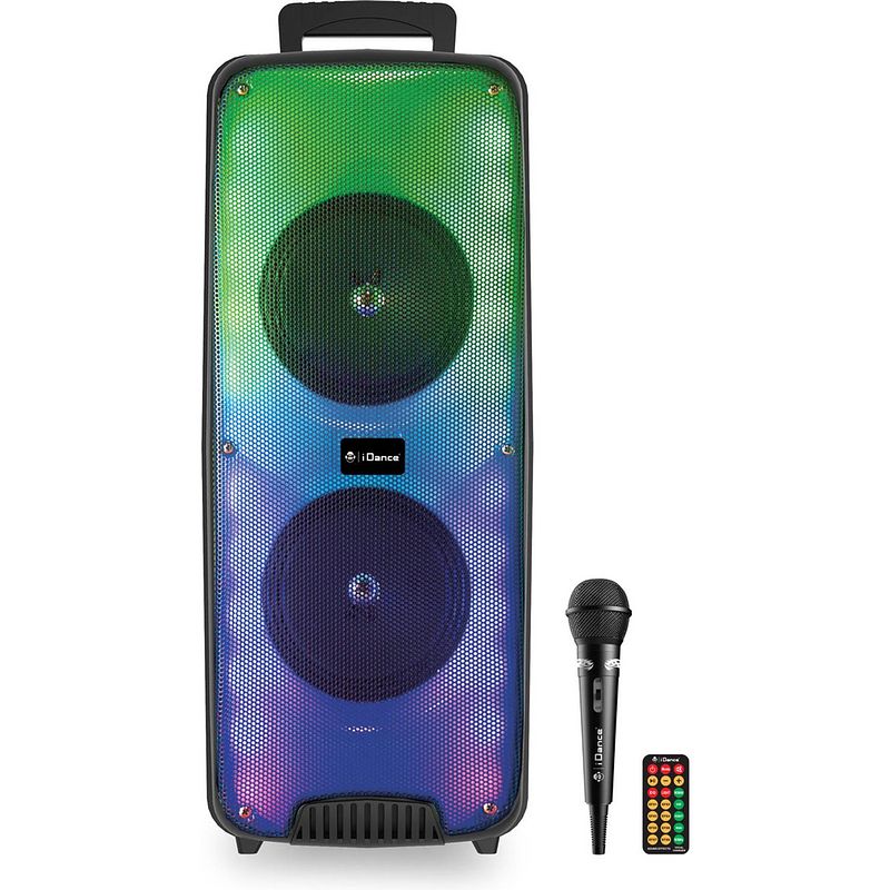 Foto van Idance goparty-4 party speaker - bluetooth speaker met discolicht - 200 watt - karaoke set met microfoon