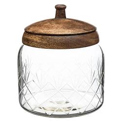 Foto van Snoeppot/voorraadpot 1,2l glas met houten deksel - voorraadpot