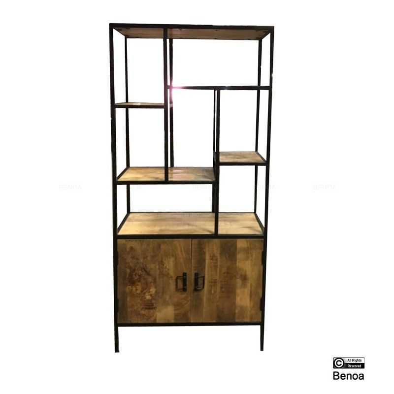 Foto van Benoa chester iron & wooden 2 door bookshelf 85 cm