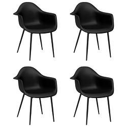 Foto van The living store minimalistische eetkamerstoelen - zwart - 64 x 59 x 84 cm - pp - metaal