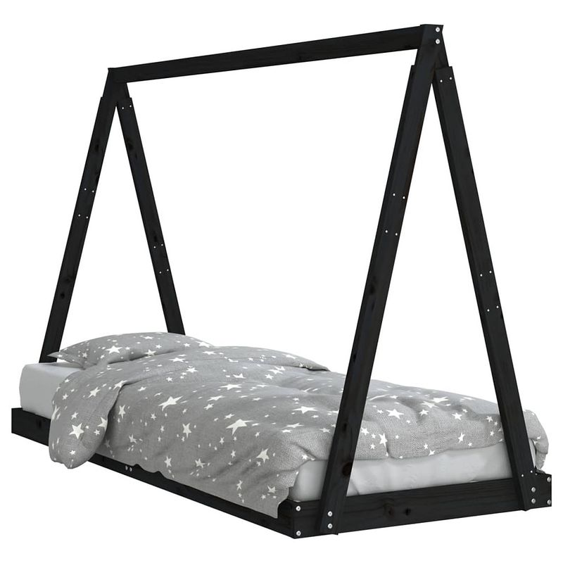 Foto van Vidaxl kinderbedframe 80x200 cm massief grenenhout zwart