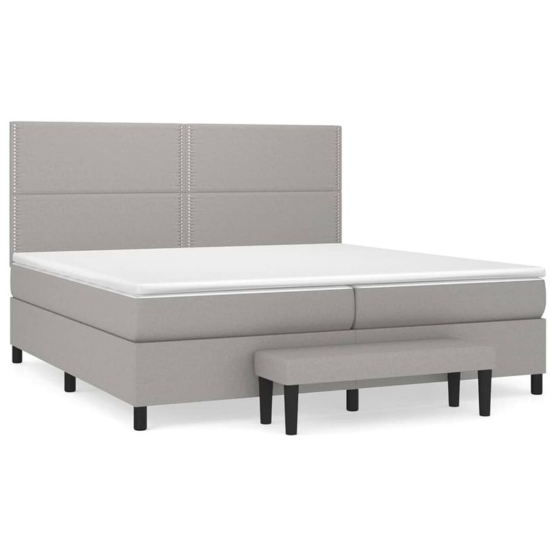 Foto van The living store boxspringbed - duurzaam - afmeting- 203 x 200 x 118/128 cm - ken- pocketvering matras - medium support