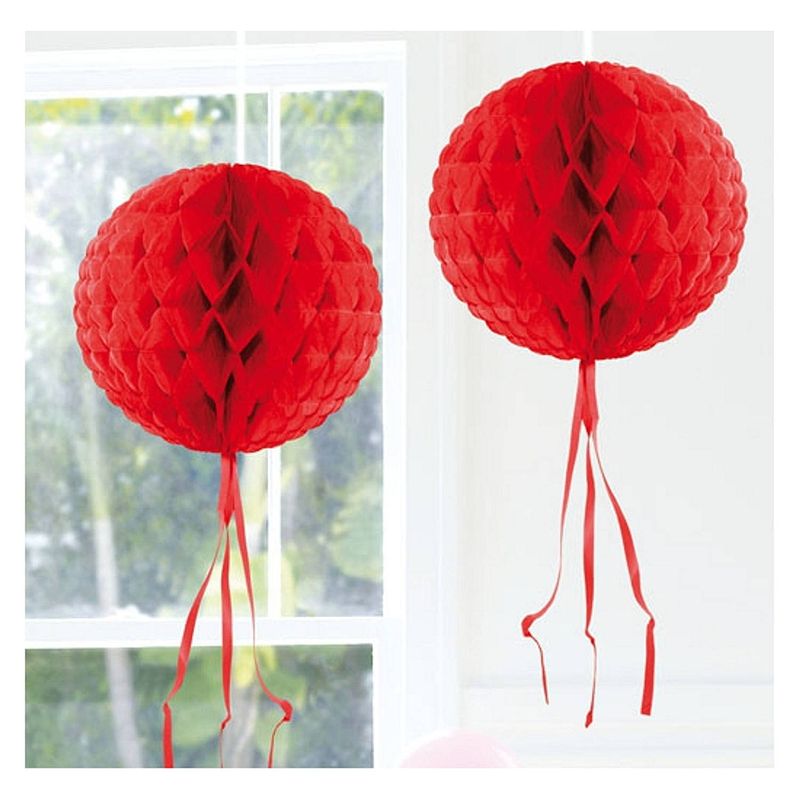 Foto van Decoratie ballen rood 30 cm - hangdecoratie