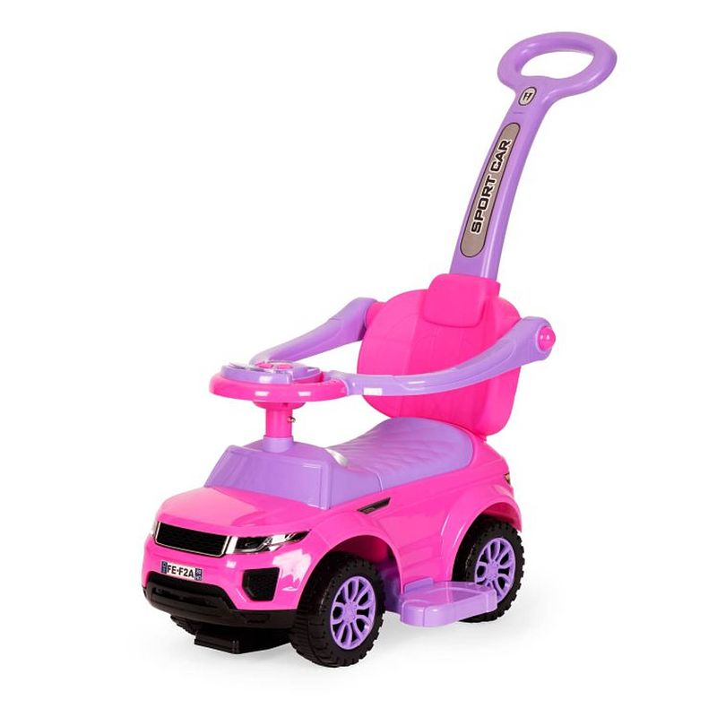 Foto van 3 in 1 sportauto loopauto met geluiden en claxon op het stuur belastbaar tot 25 kg roze